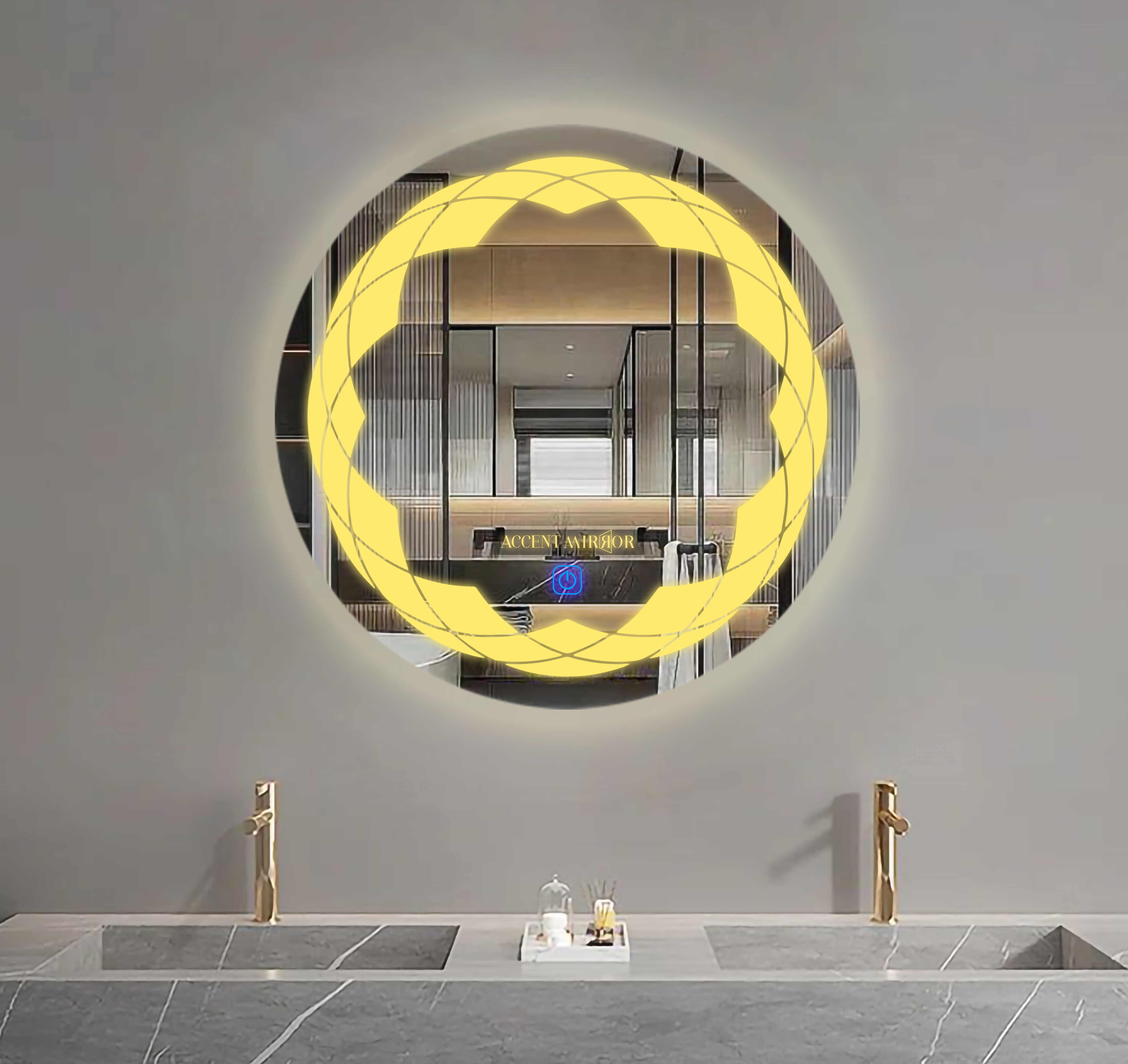 Half Floran Led Mirror With Touch Sensor & Dimmable (3 Led Lights Integrated)