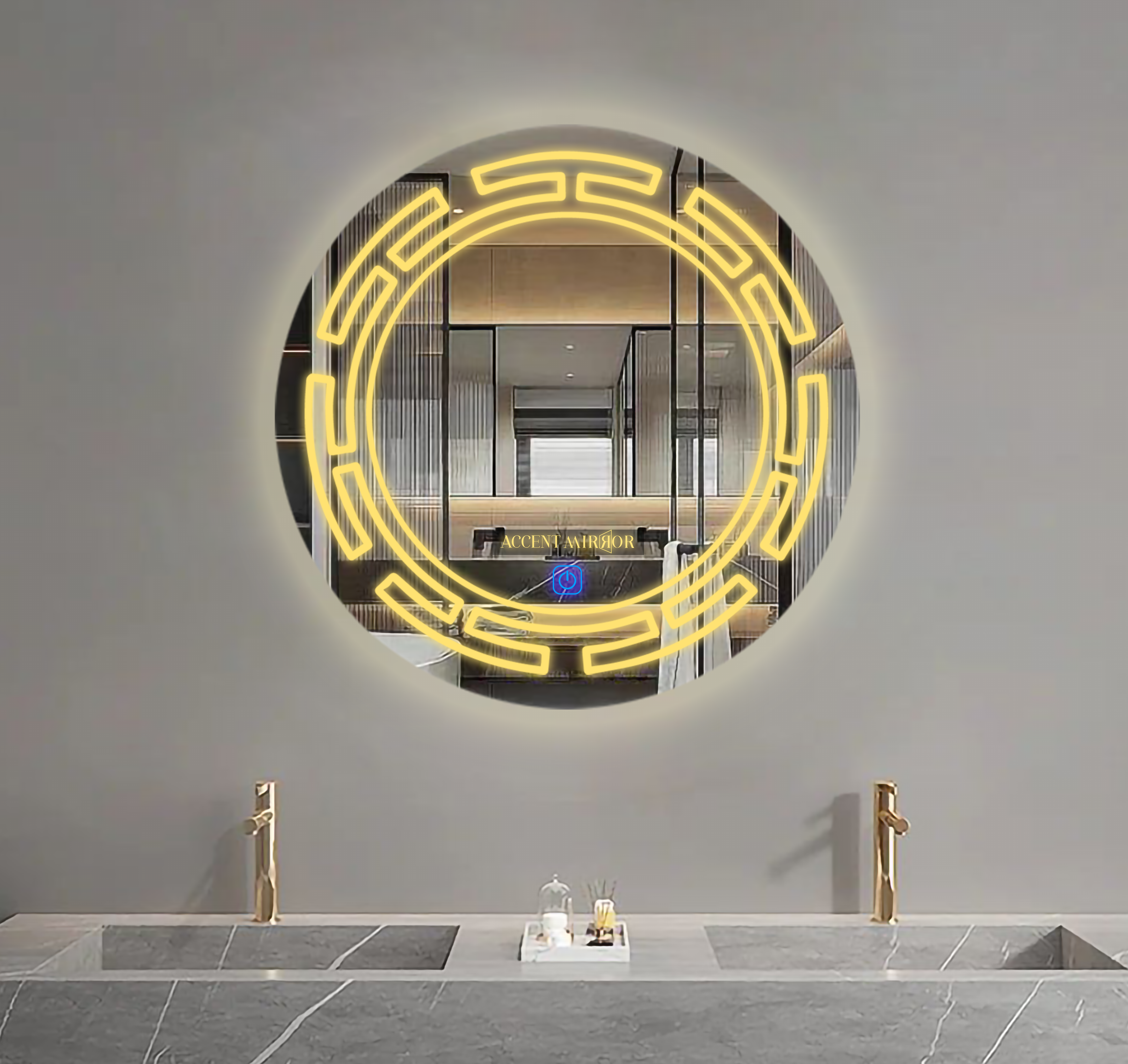 Frckie Round Bathroom Mirror With Touch Sensor (3 Lights Integrated)