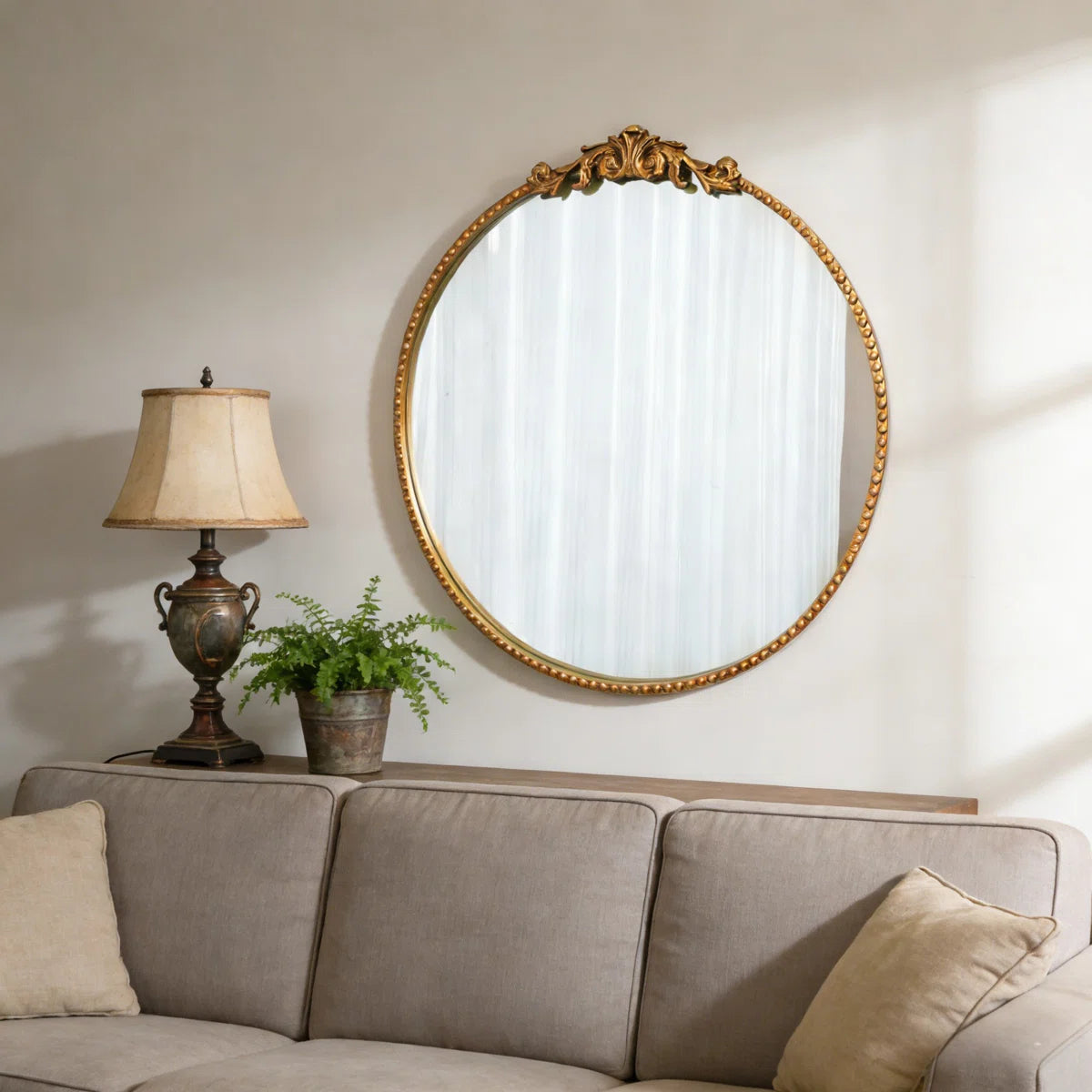 Vintage Round Ornate Vintage Mirror