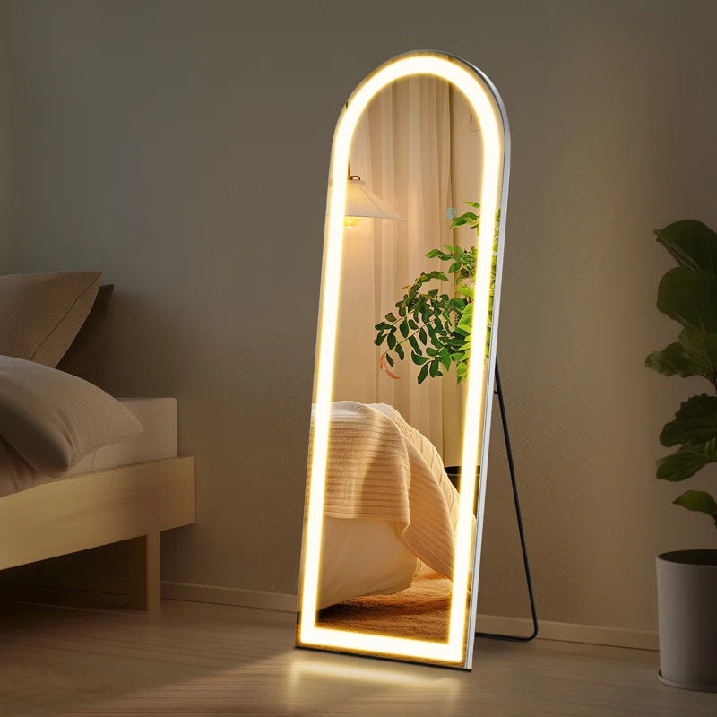 Arched Full Length Floor Led Mirror With Touch Sensor & Dimmable (3 Led Lights Integrated)