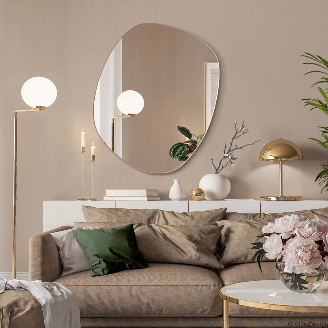 Asymmetric Rounded Frameless Mirror