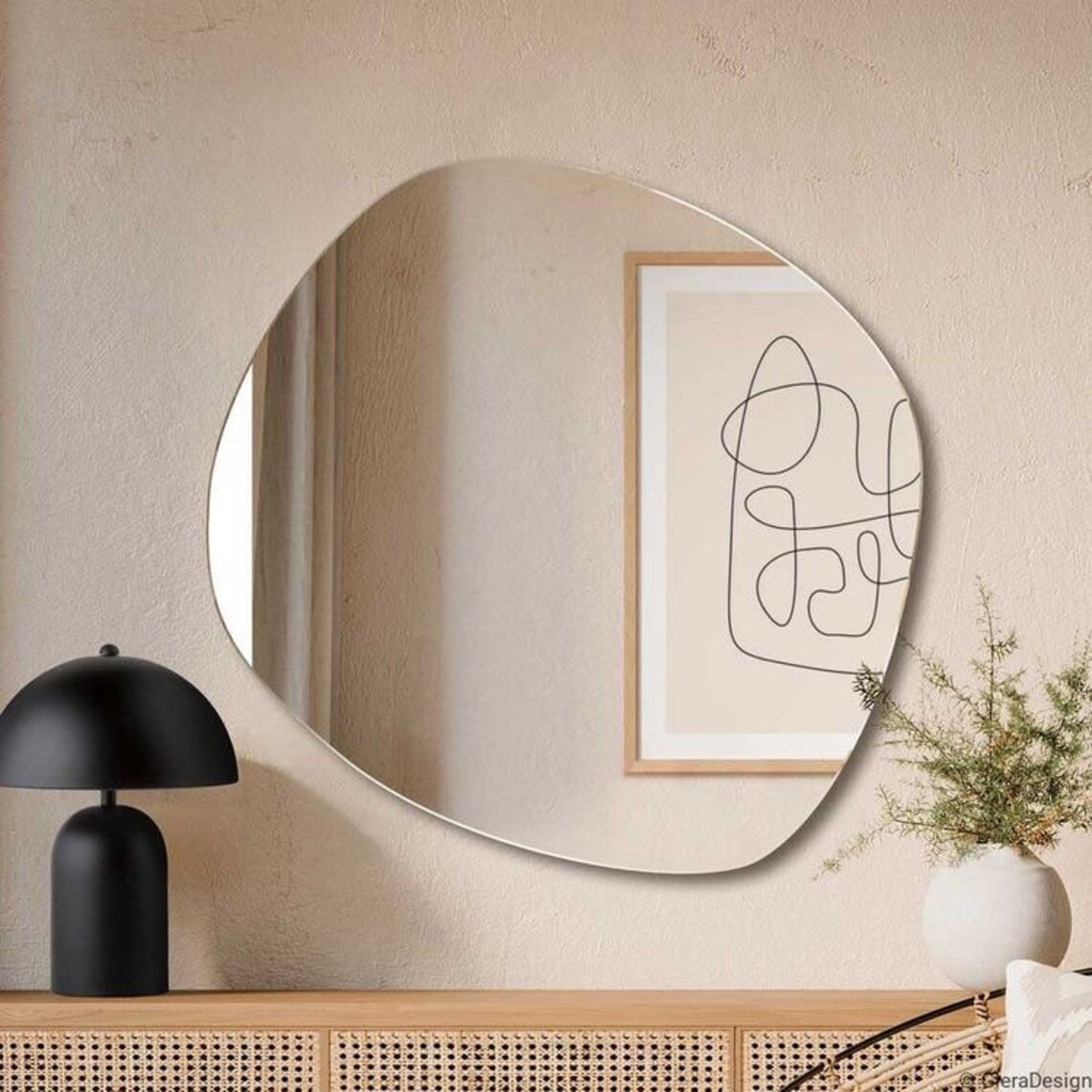 Asymmetric Rounded Frameless Mirror