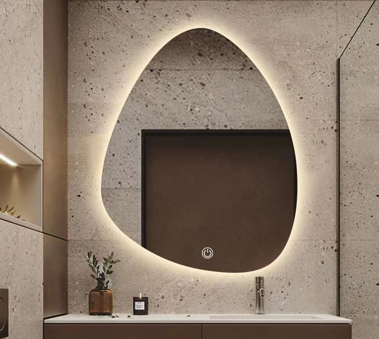 Asymmetrical Class A Backlit Led Bathroom Mirror (3 Lights Integrated)