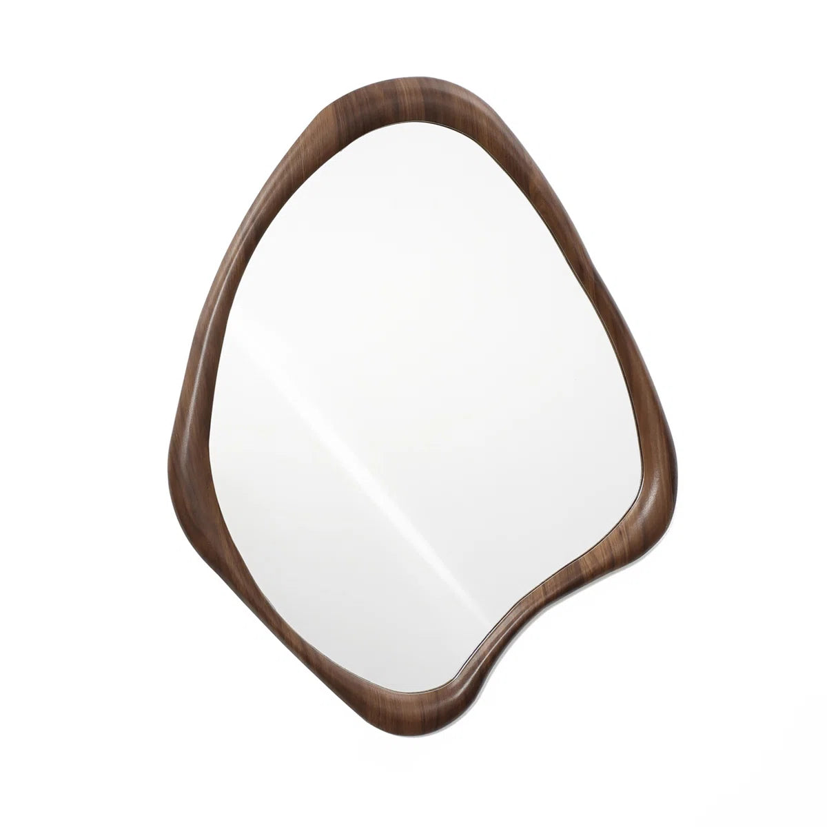 Brown Wood Frame Irregular Decorative Wall Mirror