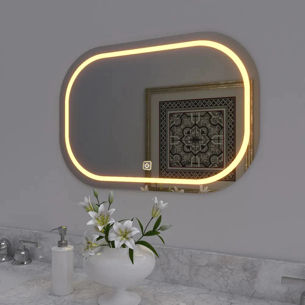 Curvy Rectangle Led Bathroom Mirror (3 Lights Integrated)
