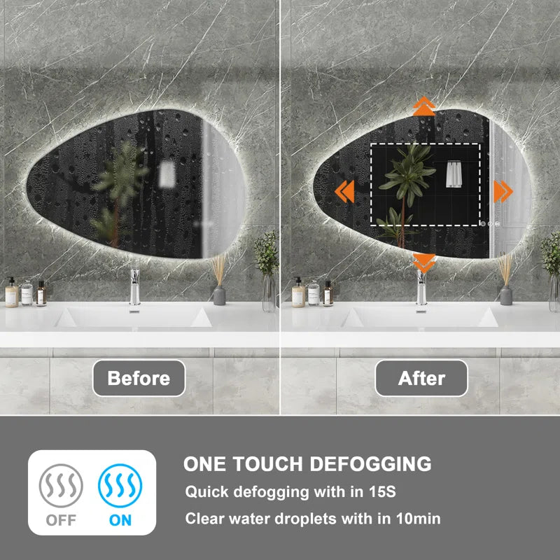 Droplet Led Bathroom Mirror With Defogger & Touch Sensor (3 Led Lights Integrated)