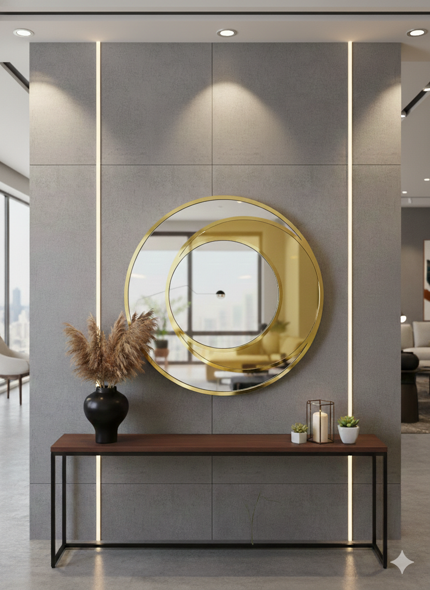 Gold Eclipse Unique Wall Mirror (Stainless Steel)
