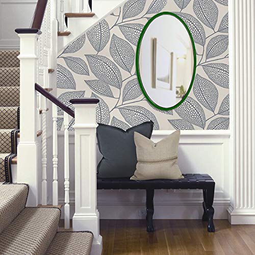 Green Wood Frame Oval Shape Wall Mirror