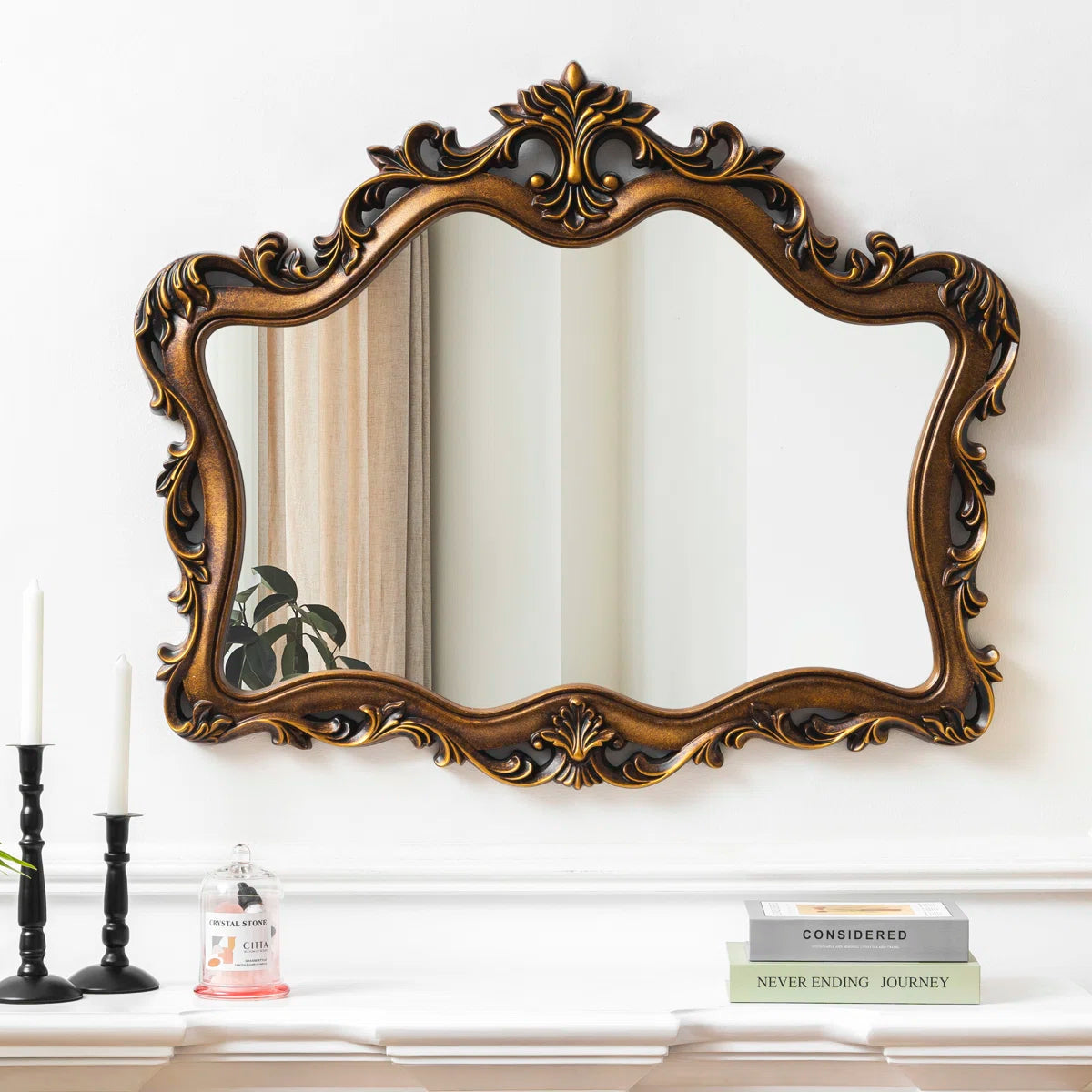 Irregular Decorative Vintage Gold Arched Wall Mirror