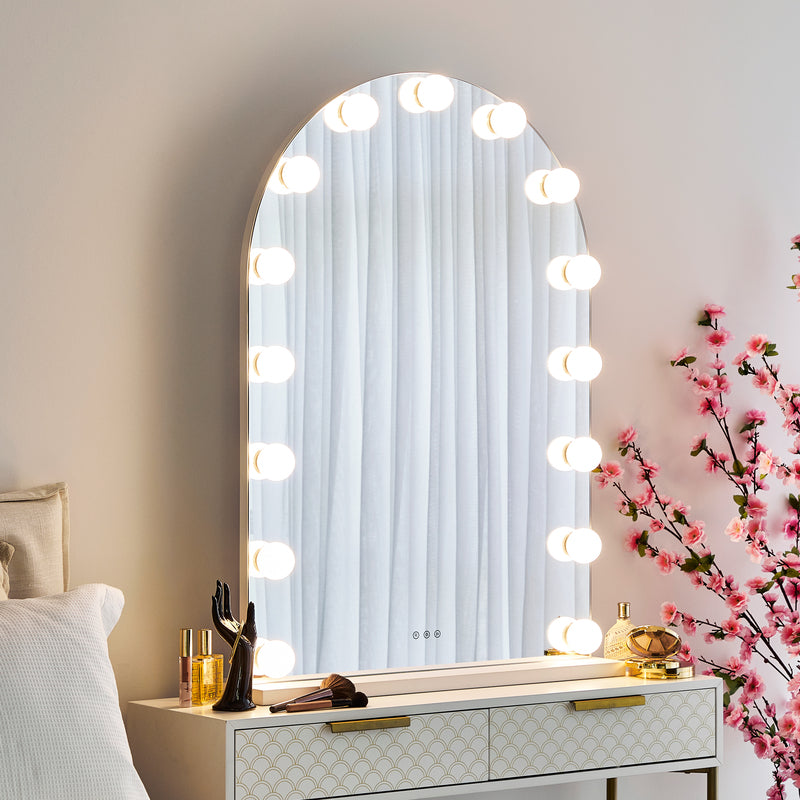 LED Arched Vanity Hollywood Mirror (3 Lights Integrated)