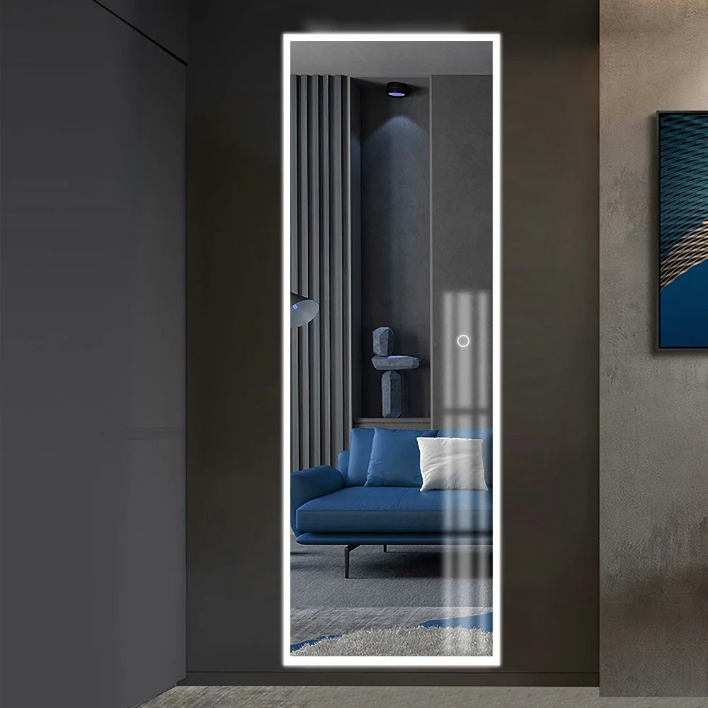 Lighted Dressing Mirror Large Rectangle Bathroom Mirrors Dimmable LED Vanity Mirror with Touch Button