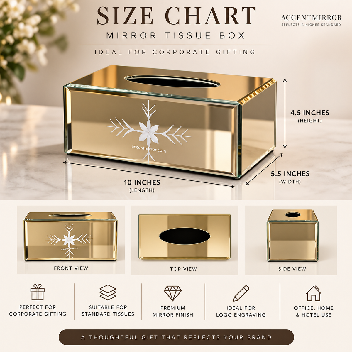 Mirrored Premium Tissue Box