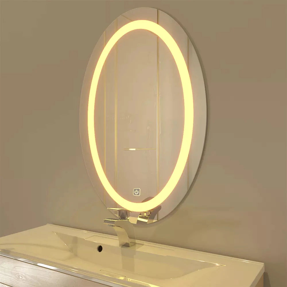 Modern Designed LED Oval Bathroom Mirror (3 Lights Integrated)