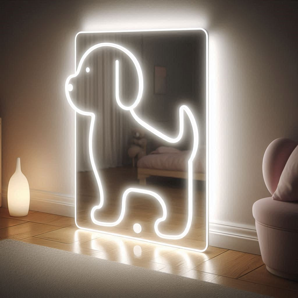 Standing Puppy Led Mirror For Kids (3 Lights Integrated)