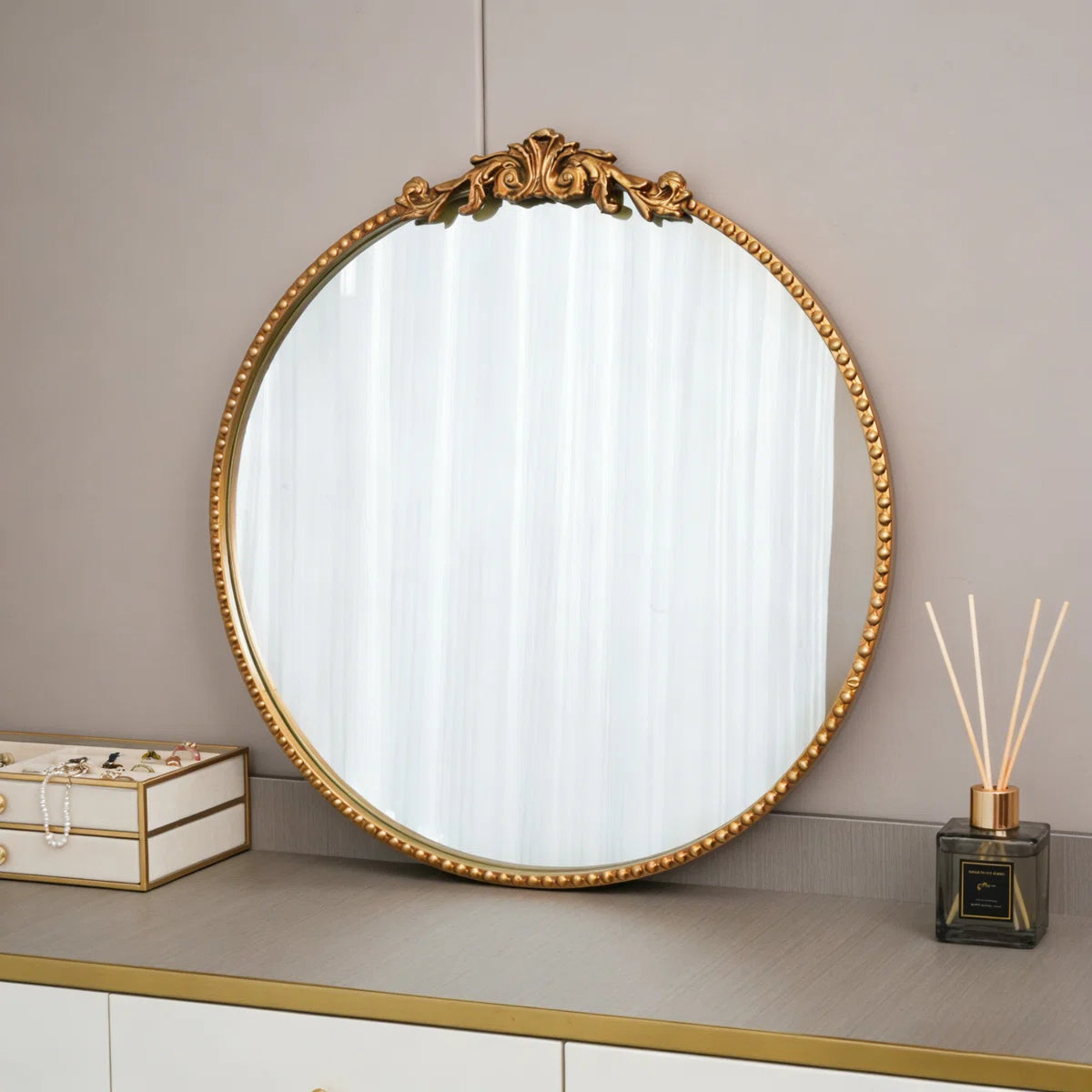 Vintage Round Ornate Vintage Mirror