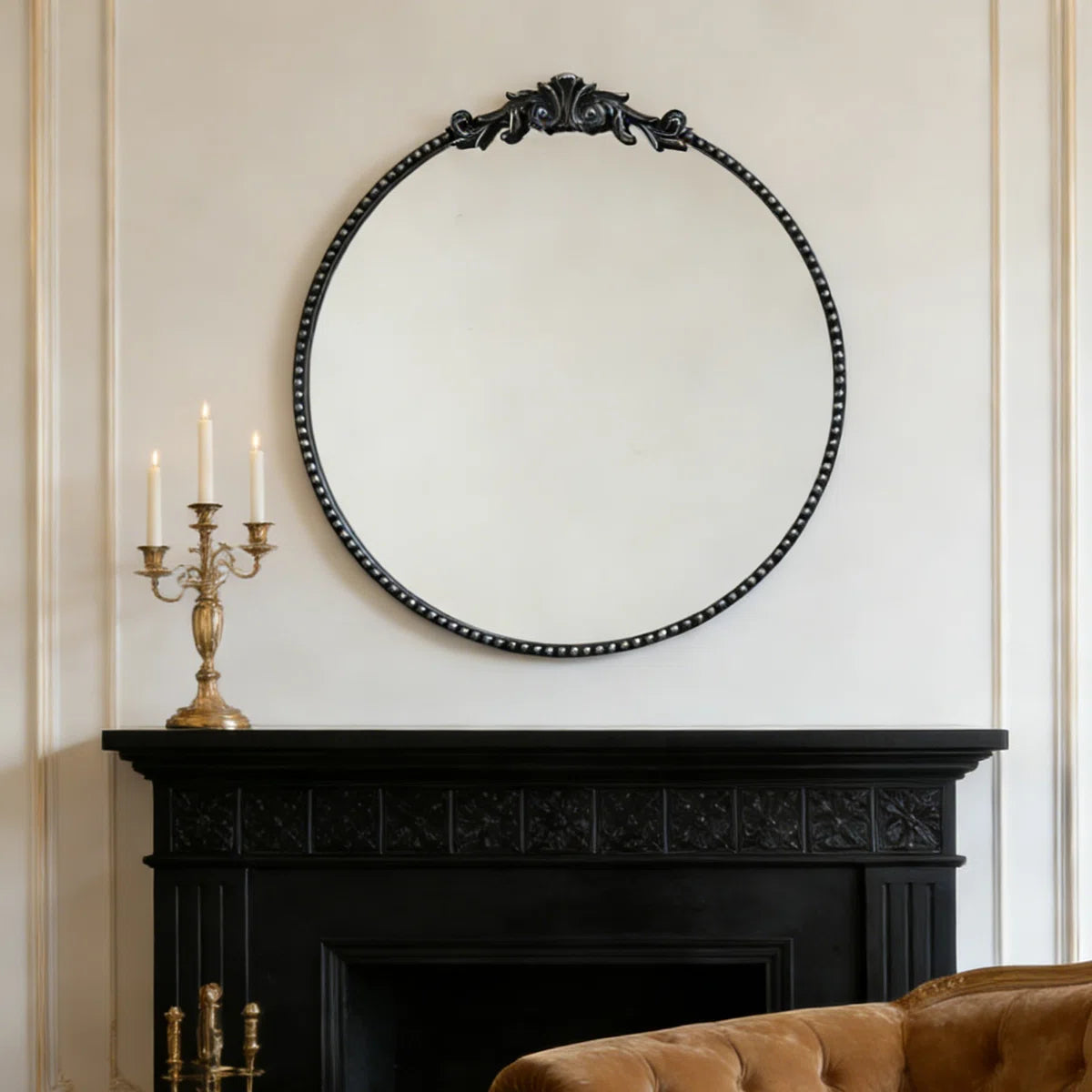 Vintage Round Ornate Vintage Mirror