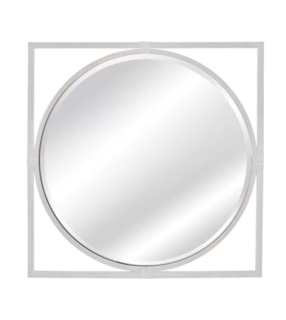 White Wall Wood Frame Decor Mirror