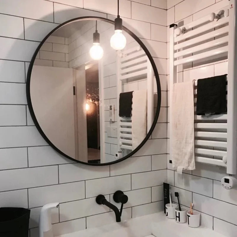 Wood Round Wall Mirror