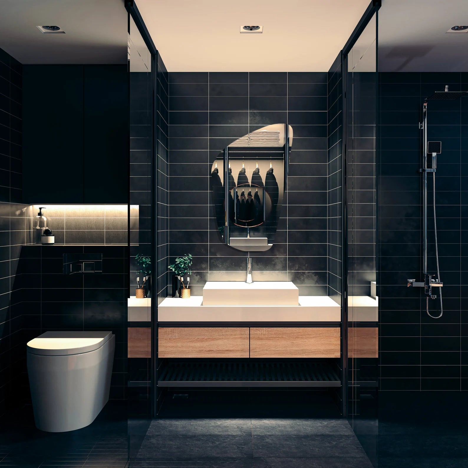 Irregular Backlit Led Bathroom Mirror With Multi Lighting (3 Lights Integrated)