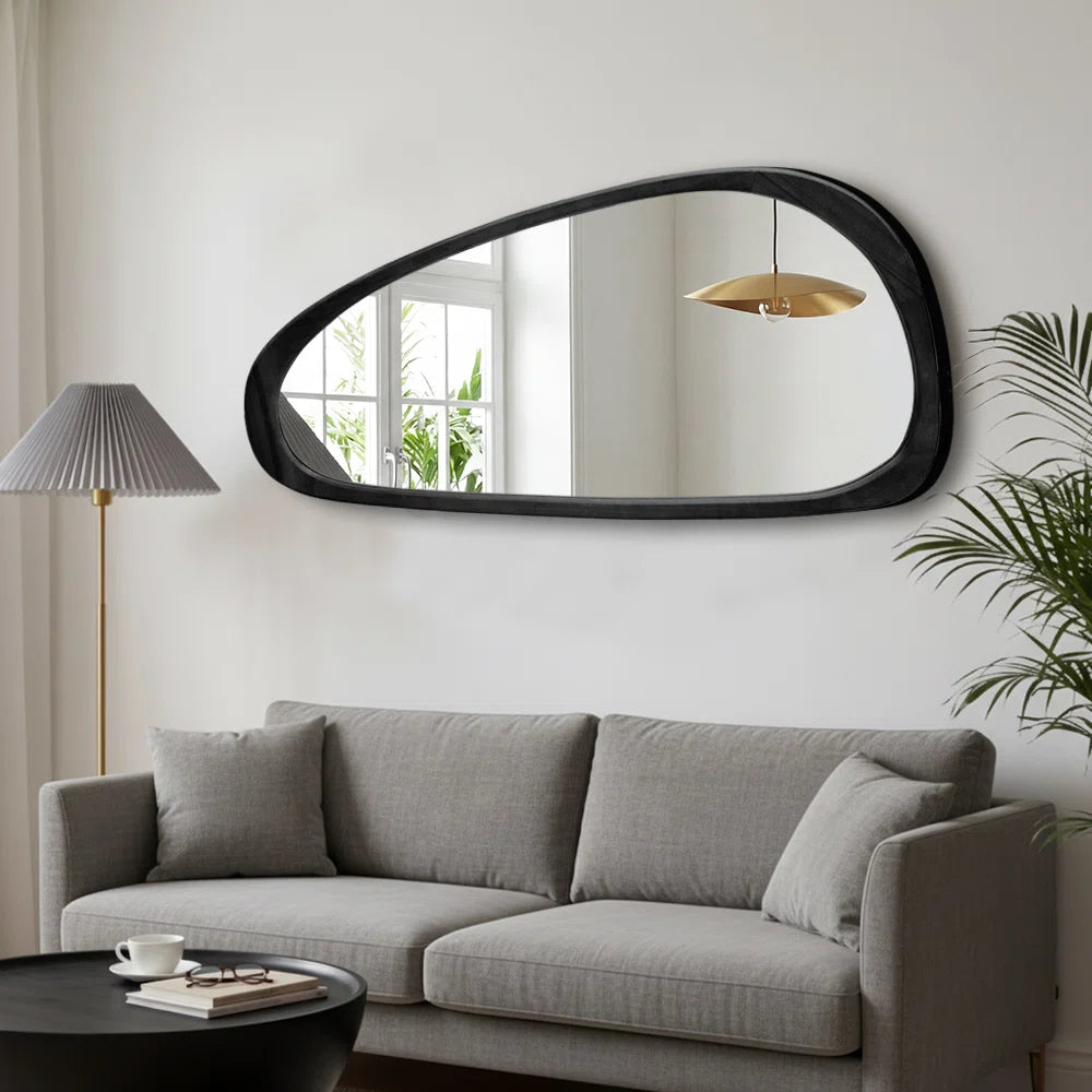 Asymmetrical Wood Framed Accent Wall Mirror