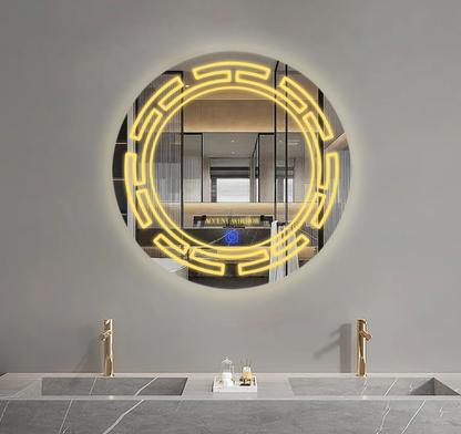 Frckie Round Bathroom Mirror With Touch Sensor  (3 Lights Integrated)