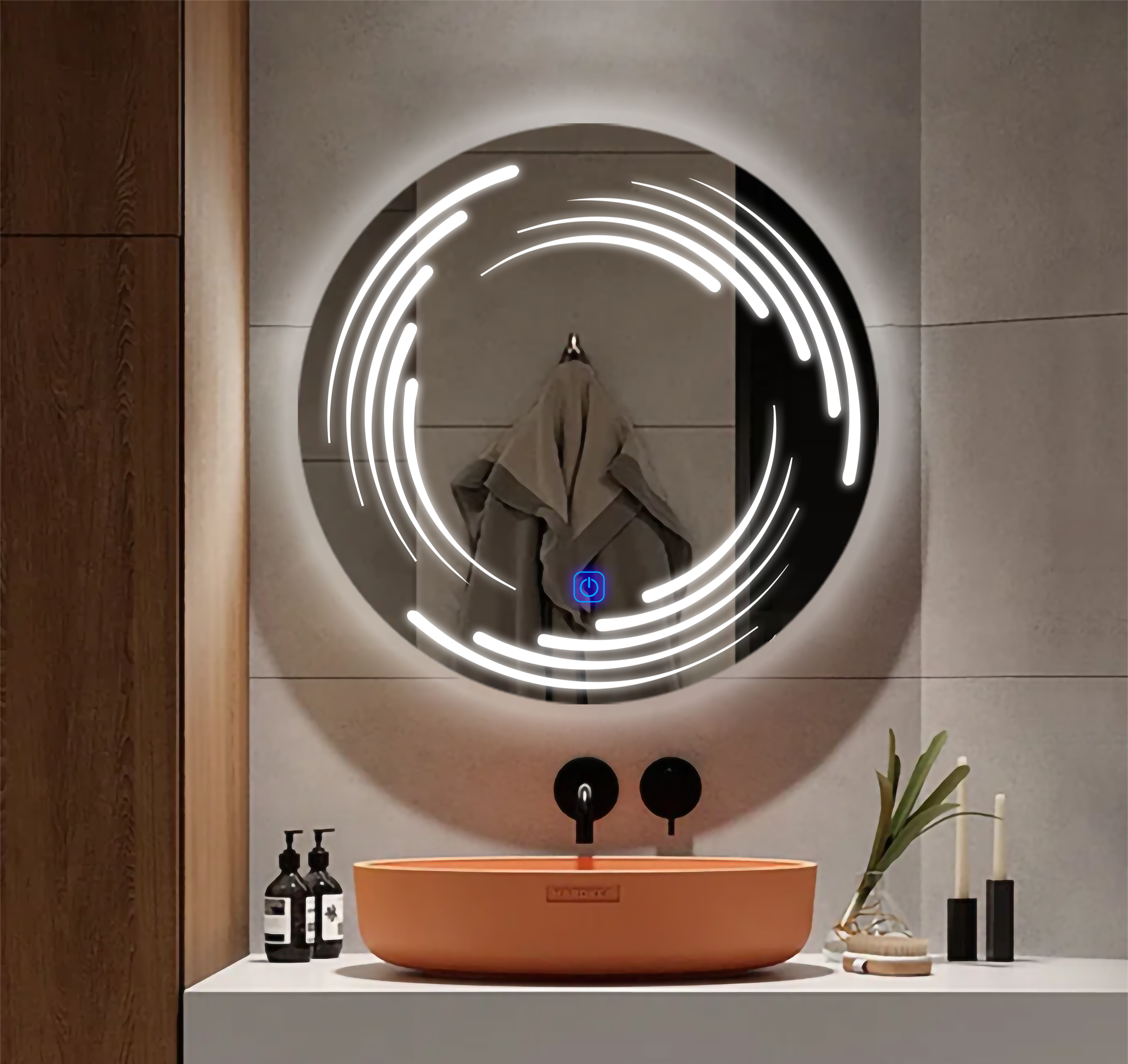 Round Tango Led Bathroom Mirror With Touch Sensor & Dimmable (3 Lights Integrated)