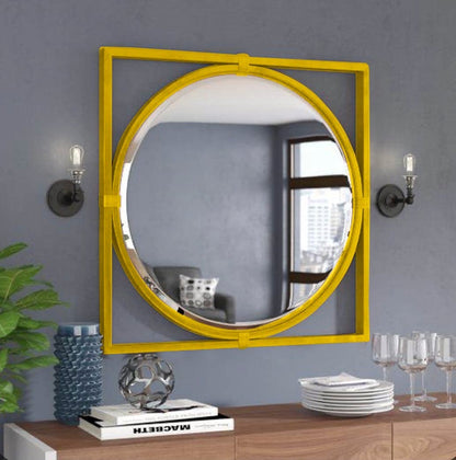 Antique Square Framed Wood Wall Mirror