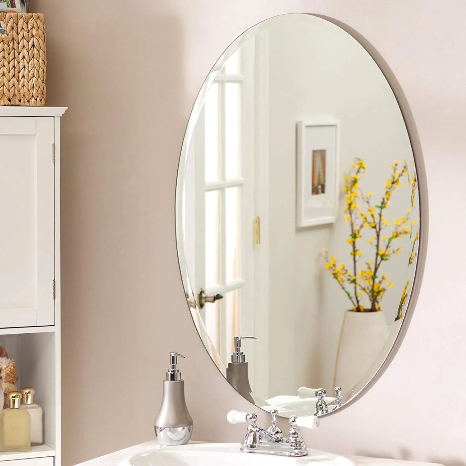 Accent Modern &amp; Beveled Oval Mirror
