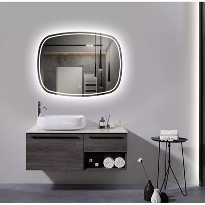 Aldfreck Oval LED Wall Mirror With Touch Sensor (3 Led Lights Integrated)