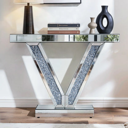 Felix Mirrored Diamond Crush Console Table