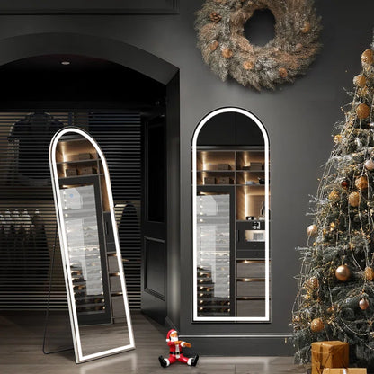 Arched Full Length Floor Led Mirror With Touch Sensor & Dimmable (3 Led Lights Integrated)
