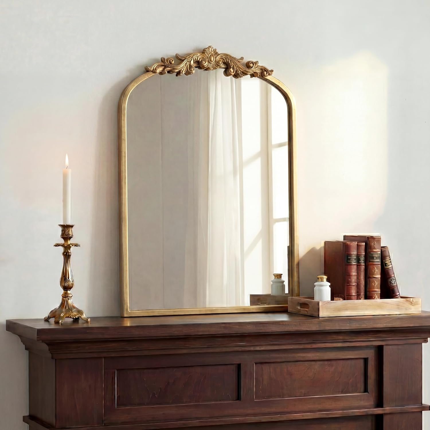 Arched Antique Baroque Mirror