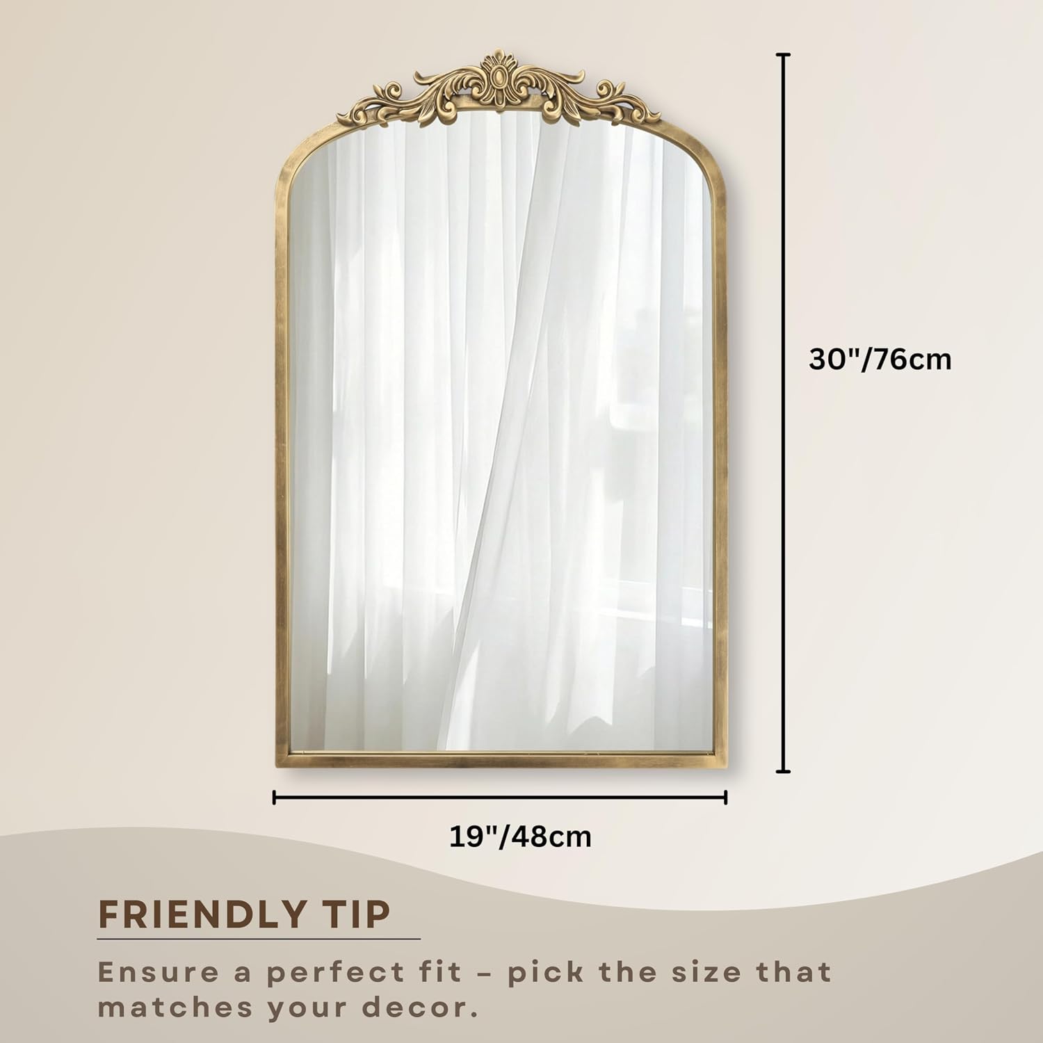 Arched Antique Baroque Mirror