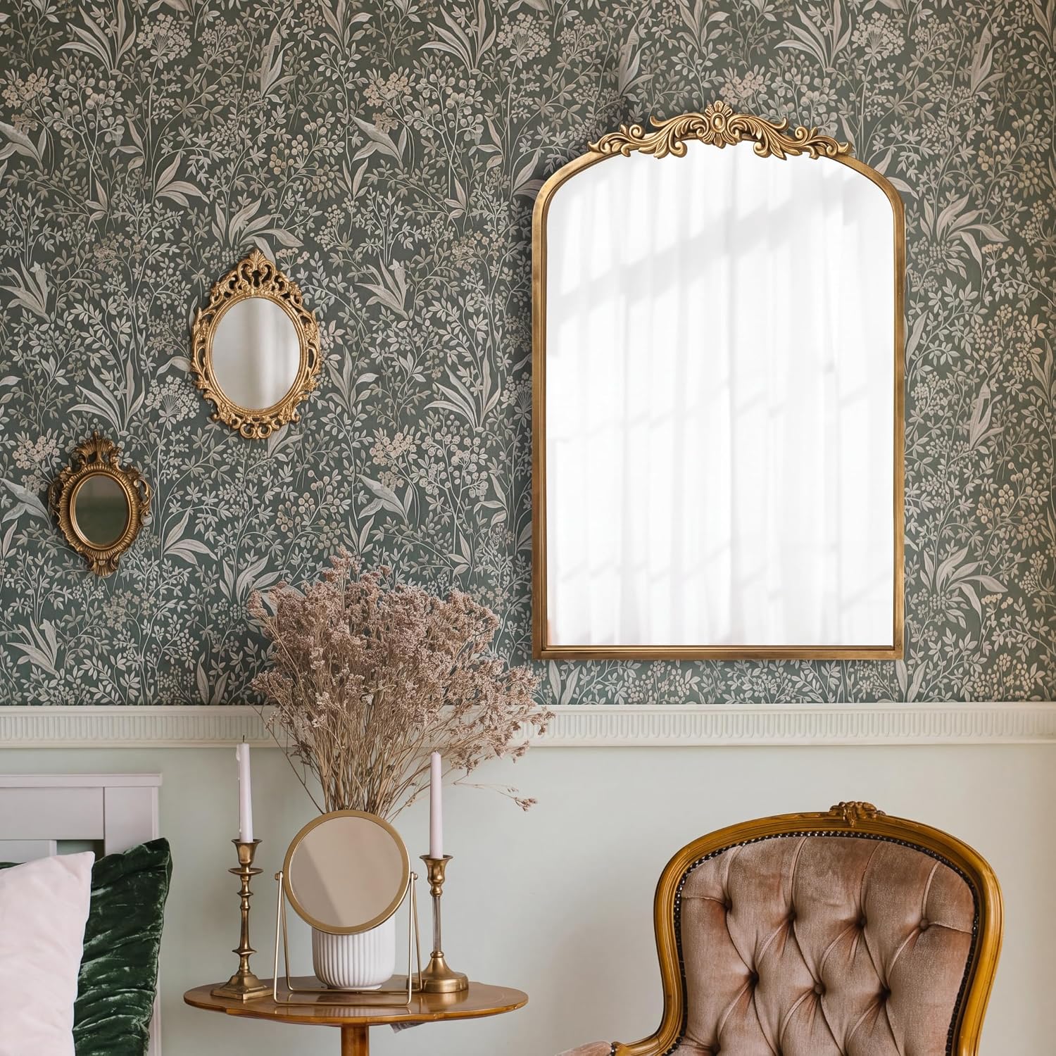 Arched Antique Baroque Mirror