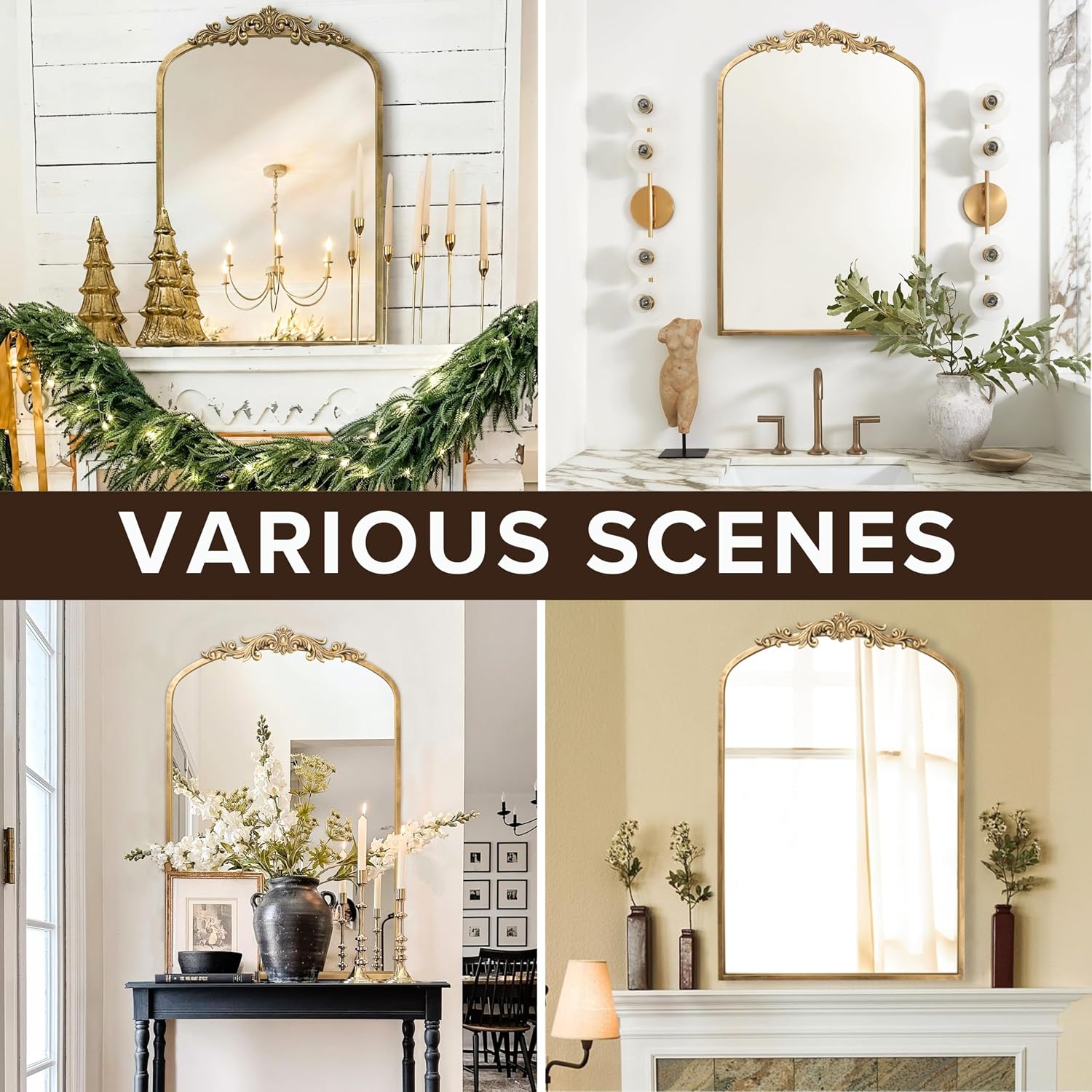 Arched Antique Baroque Mirror