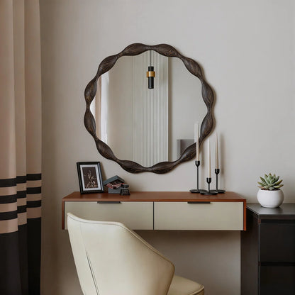 Ayra Wavy Framed Wood Mirror