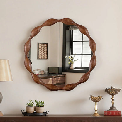 Ayra Wavy Framed Wood Mirror