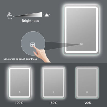 Battes Rectangle Dimmable Led Mirror With Touch Sensor ( 3 Led Light Integrated)