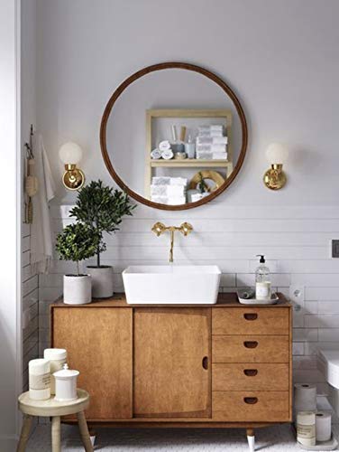 Wood Round Wall Mirror