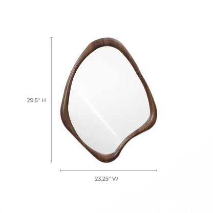 Brown Wood Frame Irregular Decorative Wall Mirror