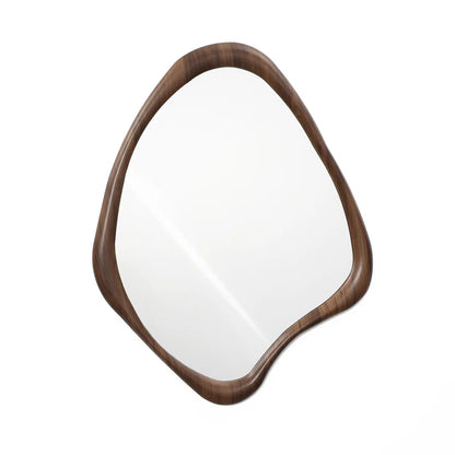 Brown Wood Frame Irregular Decorative Wall Mirror