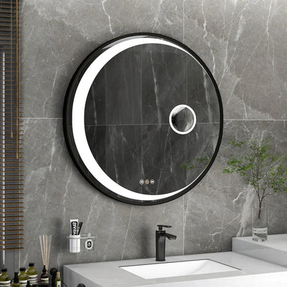 Crescent Round Metal Led Mirror (3 Lights Integrated)