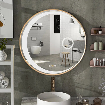 Crescent Round Metal Led Mirror (3 Lights Integrated)