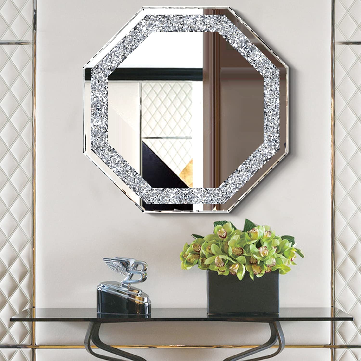 Crystal Crush Diamond Hexagonal Mirror