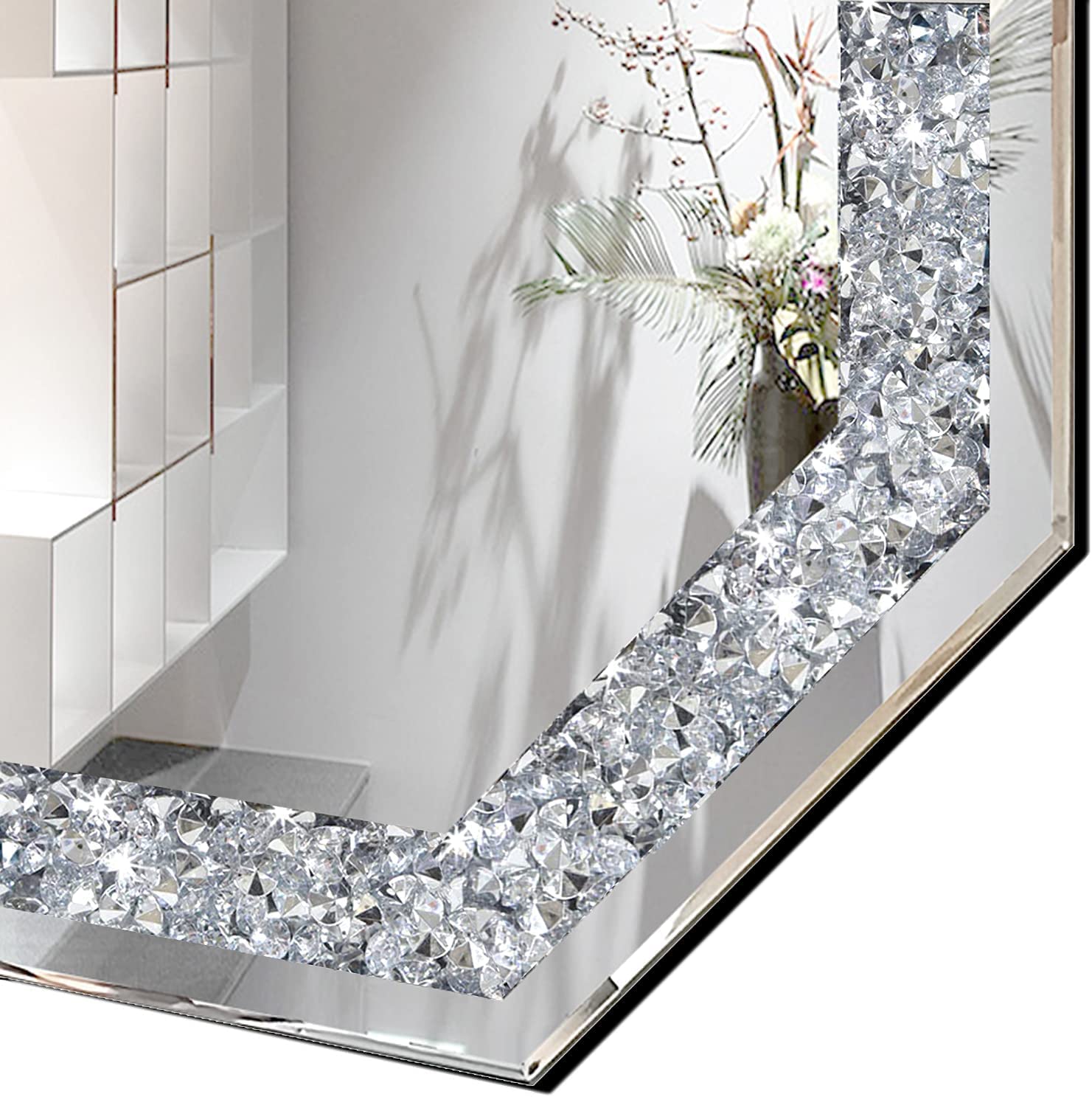 Crystal Crush Diamond Hexagonal Mirror