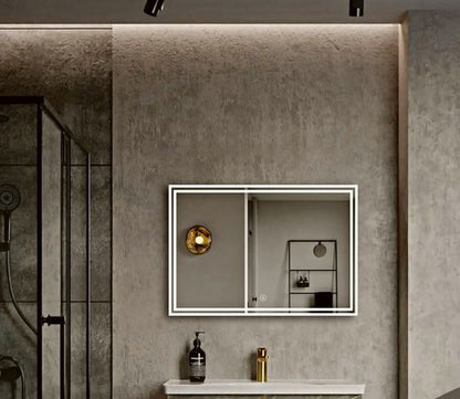 Double Strips Led Bathroom Mirror With Touch Sensor & Dimmable (3 Led Lights)