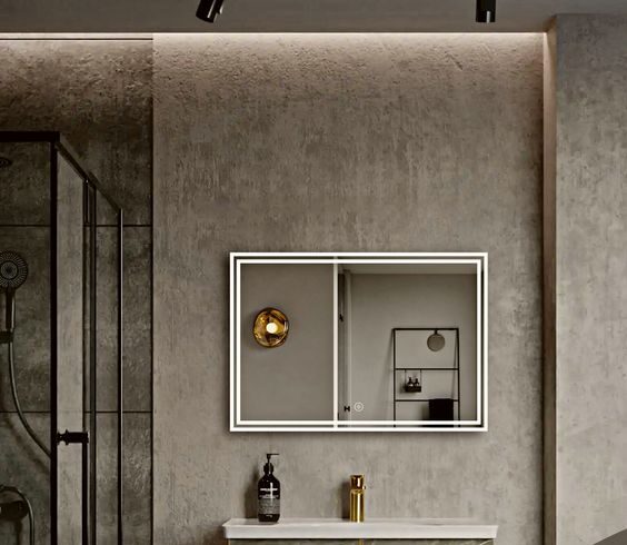 Double Strips Led Bathroom Mirror With Touch Sensor & Dimmable (3 Led Lights)