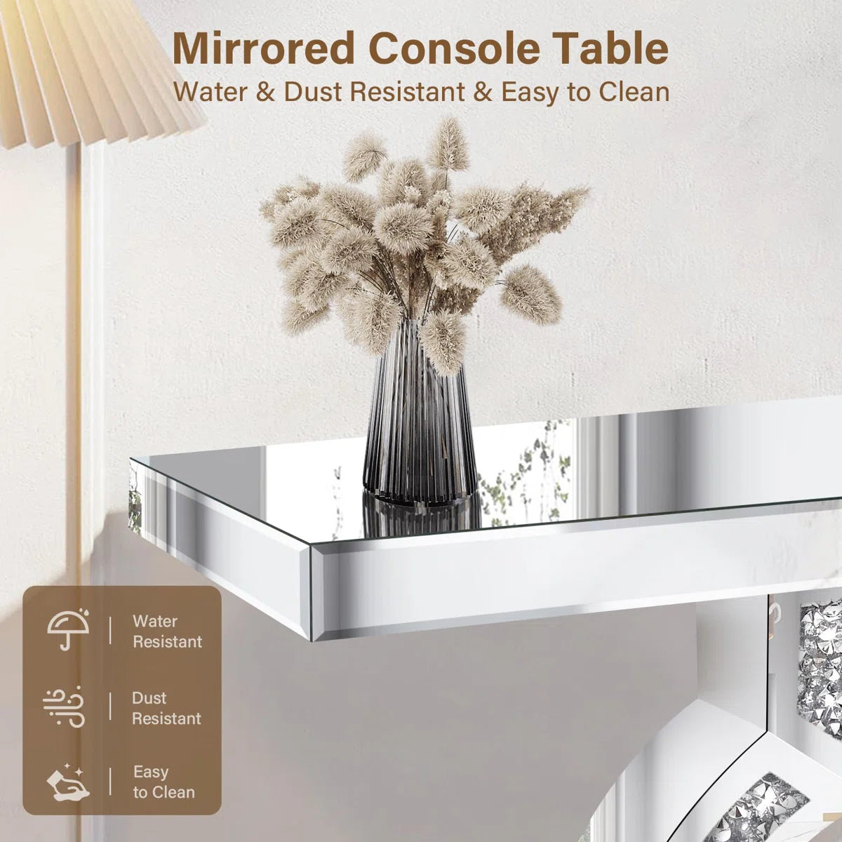 Elara Diamond Crush Console Table (Exclusive on Accent Mirror)
