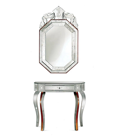 Ellora Venetian Mirrored Console Table And Venetian Mirror Set (Exclusive on Accent Mirror)