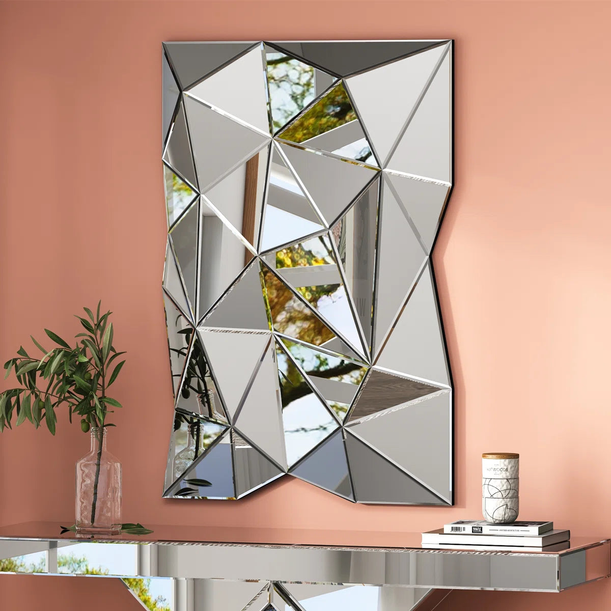 Faustine Modern 3D Wall Mirror Irregular Triangle Accent Mirror